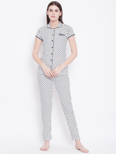 

Sweet Dreams Women White & Black Printed Night suit