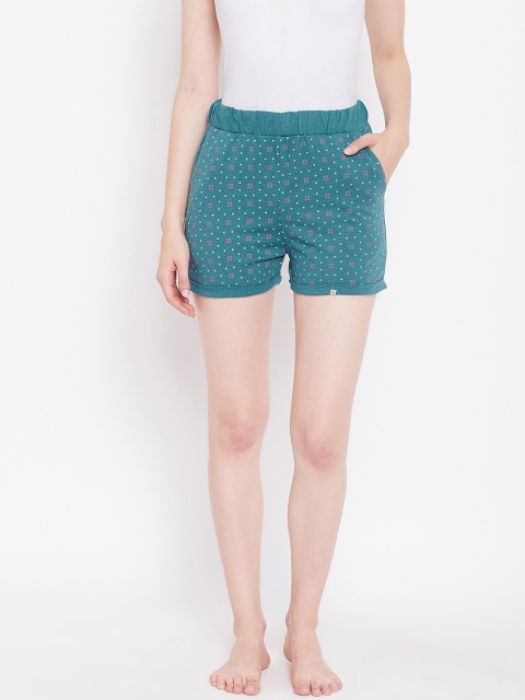 

Sweet Dreams Women Teal green & Pink Printed Lounge Shorts