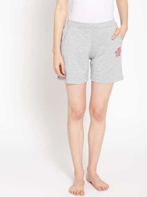 

Sweet Dreams Women Grey Melange Solid Lounge Shorts