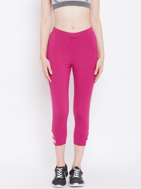 

Sweet Dreams Women Fuchsia Pink Solid 3/4th Training Tights