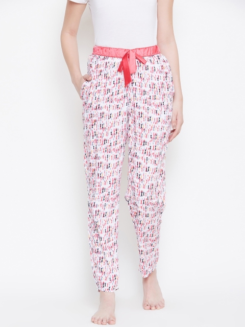 

Sweet Dreams Women White & Pink Printed Lounge Pants