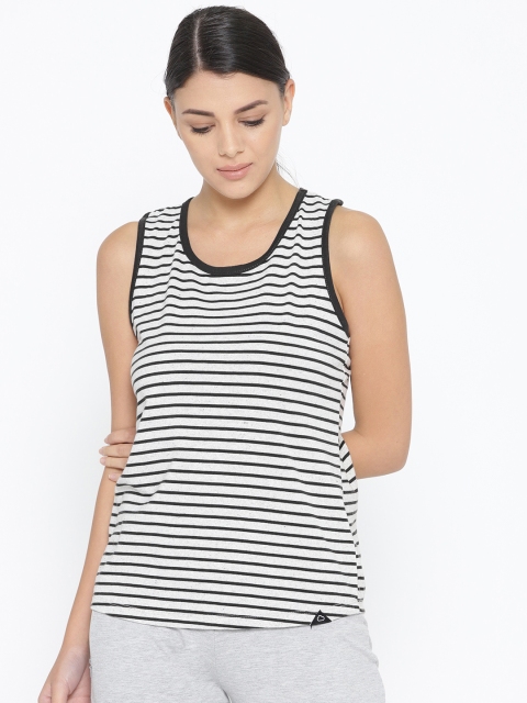 

Sweet Dreams Women Black & Grey Melange Striped Tank Top