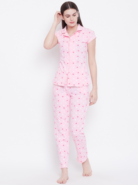 

Sweet Dreams Women Pink & White Printed Night suit