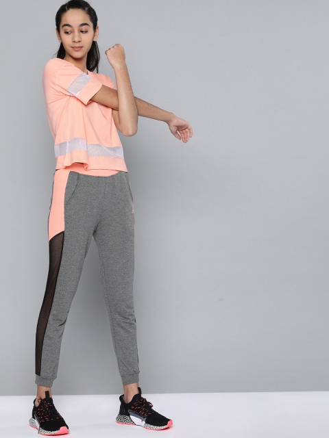 

HRX by Hrithik Roshan Girls Grey Lifestyle Colourblocked Cropped Joggers