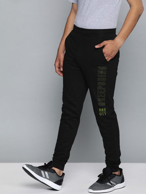 

HRX by Hrithik Roshan Boys Black Printed Slim Fit Active Joggers