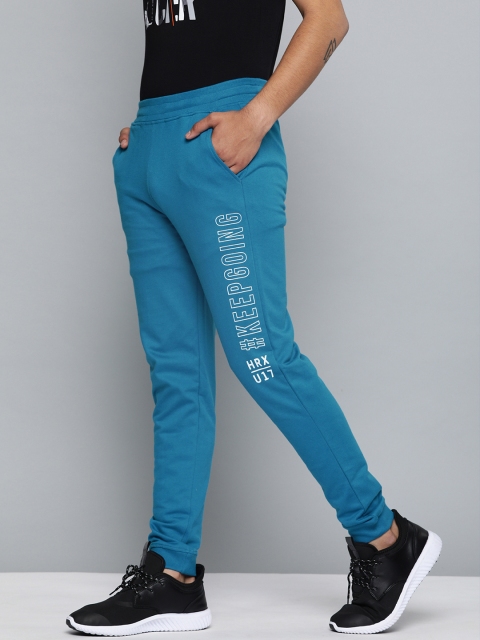 

HRX by Hrithik Roshan Boys Blue Printed Slim Fit Active Joggers