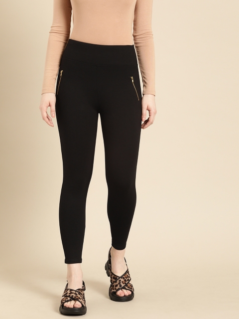 

Ms.Taken Women Black Slim Fit Solid Treggings