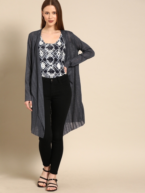 

Ms.Taken Women Grey Solid Open Front Shrug