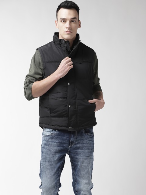 

Flying Machine Men Black Solid Sleeveless Padded Jacket