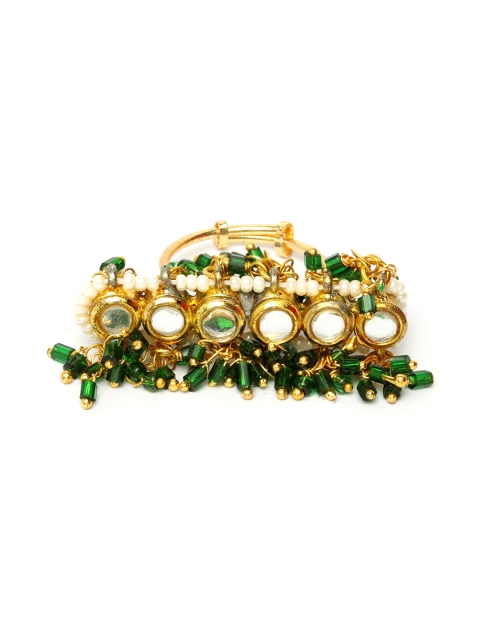 

DUGRISTYLE Women Green & Gold Toned Handcrafted Kundan Finger Ring