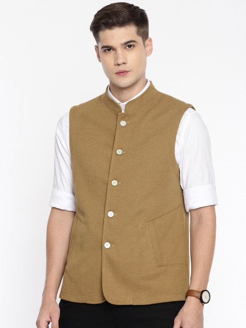 

Park Avenue Men Khaki Self Design Slim Fit Nehru Jacket