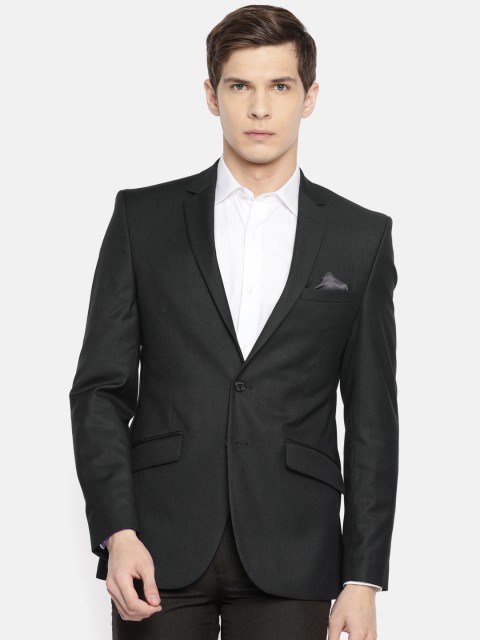 

Men Black Solid Super Slim Fit Single-Breasted Formal Blazer