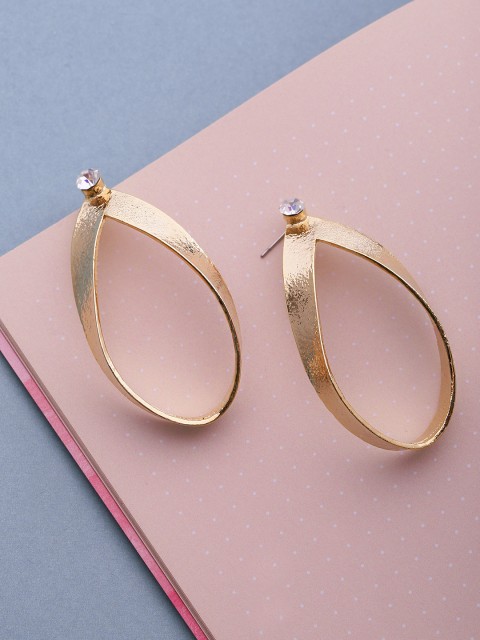 

Priyaasi Gold-Plated Handcrafted Stone Studded Teardrop Shaped Drop Earrings