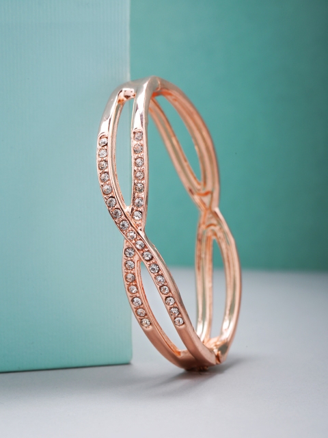 

Priyaasi Rose Gold-Plated AD-Studded Handcrafted Bangle Style Bracelet