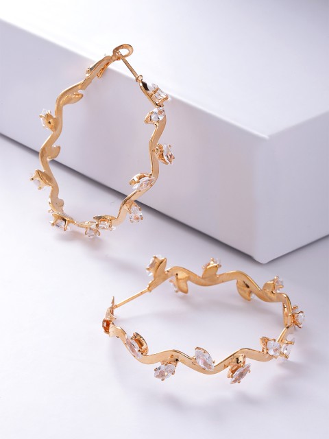 

Priyaasi Gold-Plated CZ-Studded Handcrafted Circular Hoop Earrings