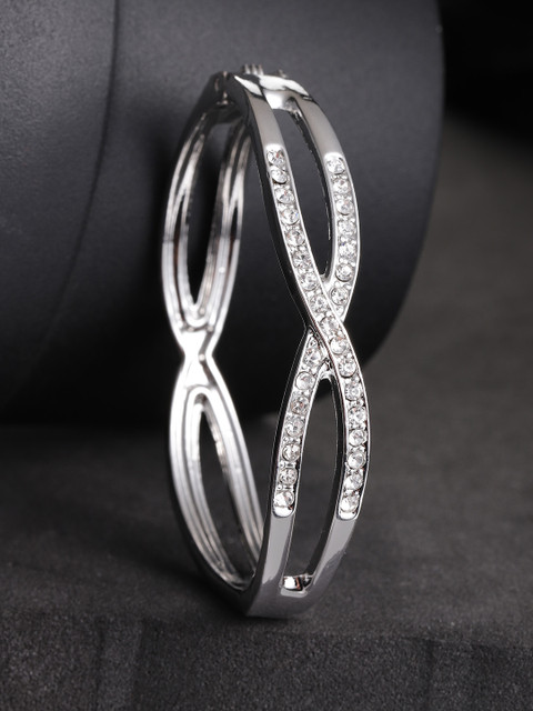 

Priyaasi Silver-Plated AD-Studded Handcrafted Bangle Style Bracelet