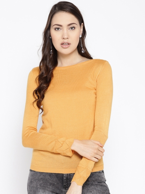 

Cayman Women Mustard Yellow Solid Woollen Sweater