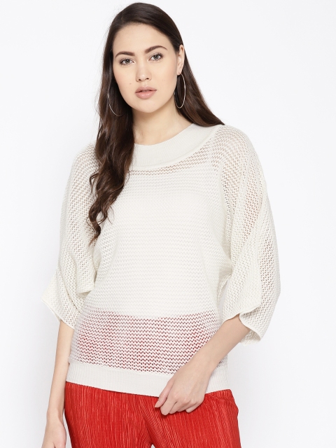 

Cayman Women Off-White Self Design Sweater