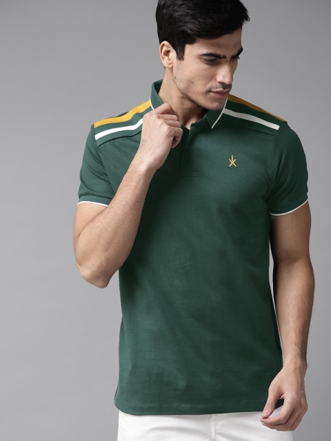 

The Roadster Lifestyle Co Men Green Solid Polo Collar T-shirt