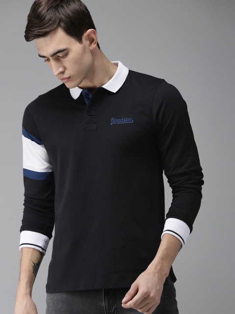 

Roadster Men Navy Blue Solid Polo Collar T-shirt