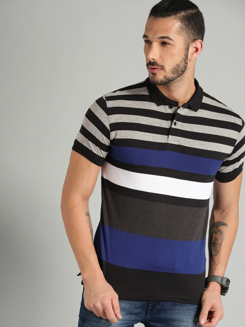 

Roadster Men Multicoloured Striped Polo T-shirt, Multi