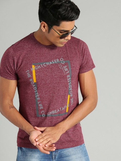 

Roadster Men Red Printed Round Neck T-shirt