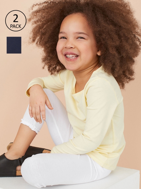 

H&M Girls 2-Pack 3/4-Length Sustainable Leggings, White