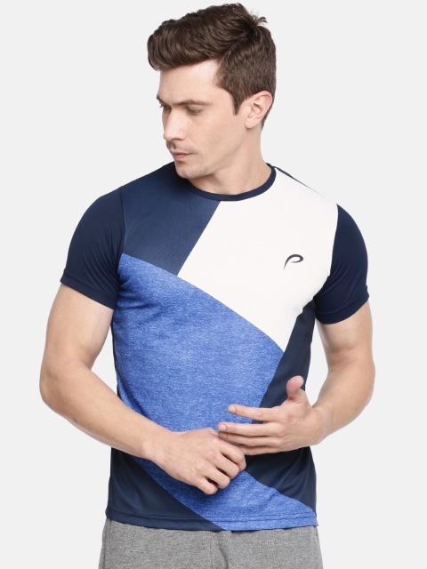 

Proline Active Men Navy Blue & White Colourblocked Round Neck T-shirt