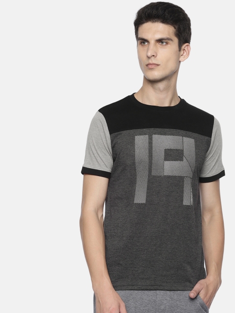

Proline Active Men Charcoal Grey & Black Printed Round Neck T-shirt