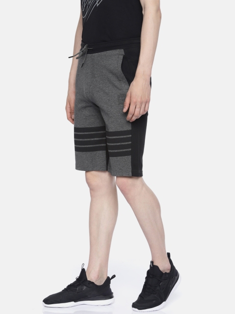 

Proline Active Men Grey Melange Striped Slim Fit Sports Shorts