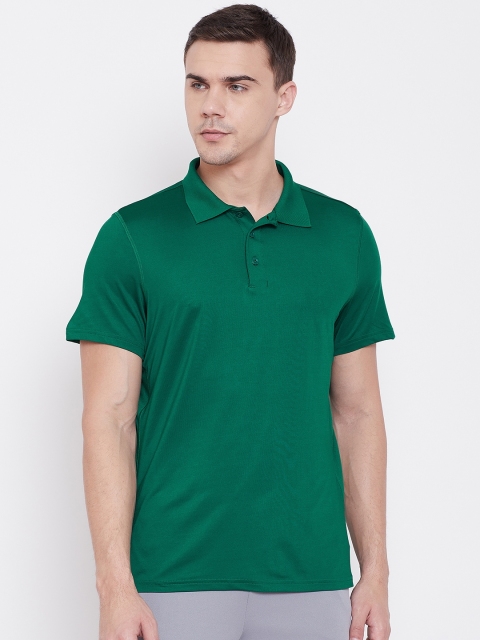 

Reebok Men Coral Green Solid WOR Regular Training Polo T-shirt