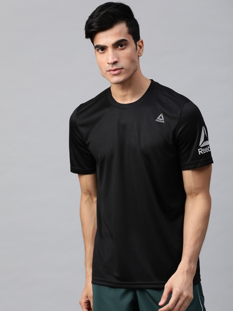 

Reebok Men Black Foundation Mesh Solid Training T-Shirt