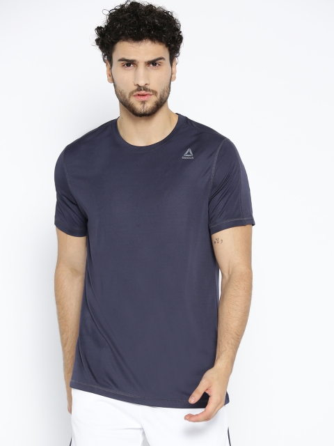 

Reebok Men Navy Blue Wor Tech Top Regular Solid Round Neck T-shirt