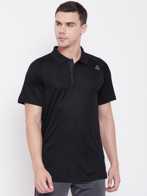 

Reebok Men Black Solid Polo Collar T-shirt