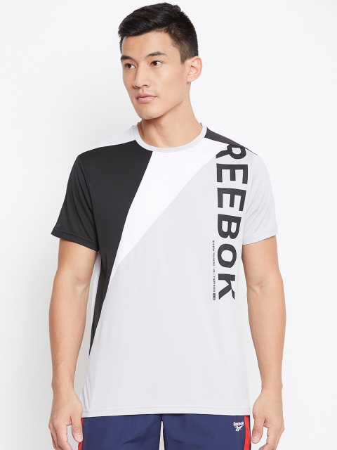 

Reebok Men Grey & Black One Series Colourblock Training T-shirt