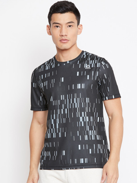 

Reebok Men Black & Off-White Graphic Printed Running T-Shirt