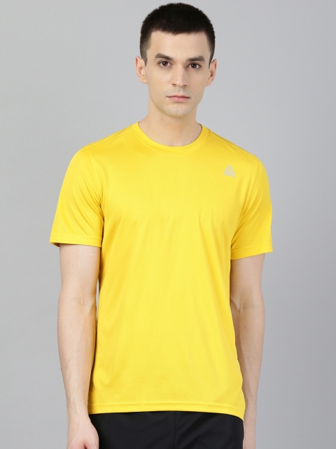 

Reebok Men Yellow FON Mesh Solid Round Neck T-shirt