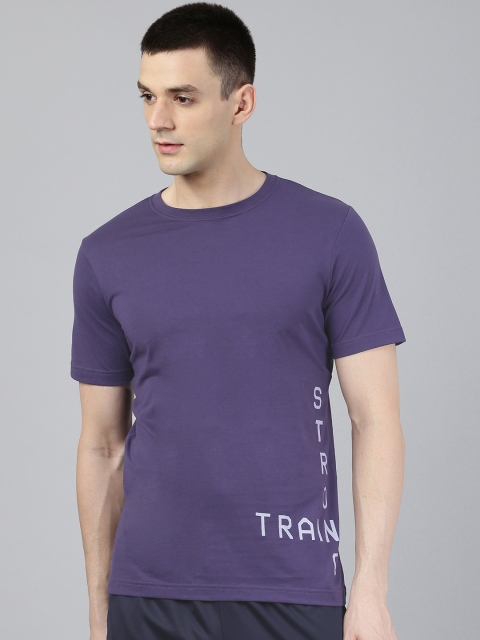 

Reebok Men Purple FON BAS Solid Round Neck Training T-shirt