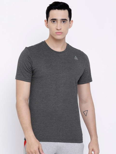 

Reebok Men Charcoal Grey Solid FND Jersey Training T-shirt