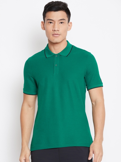 

Reebok Men Green Solid TE Polo Collar Training T-shirt