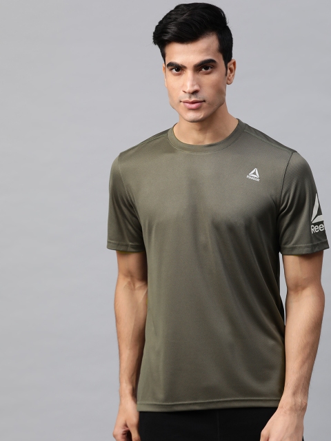 

Reebok Men Charcoal Grey Foundation Mesh Solid Training T-Shirt
