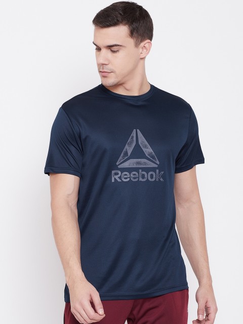 

Reebok Men Navy Blue Graphic Print 2 Training T-shirt