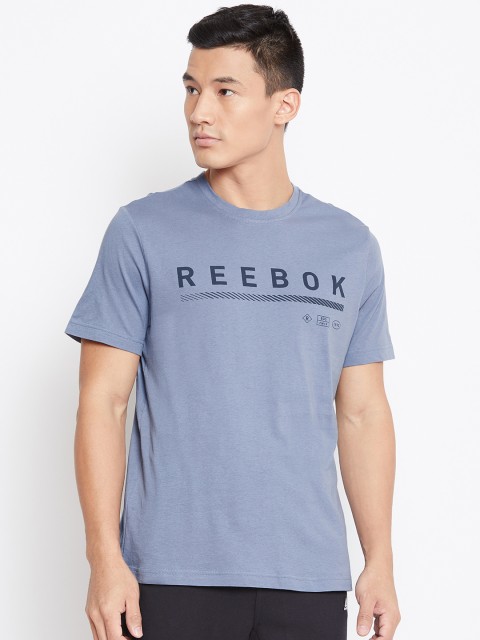 

Reebok Men Blue & Black Graphic Series Icons Printed Training T-Shirt