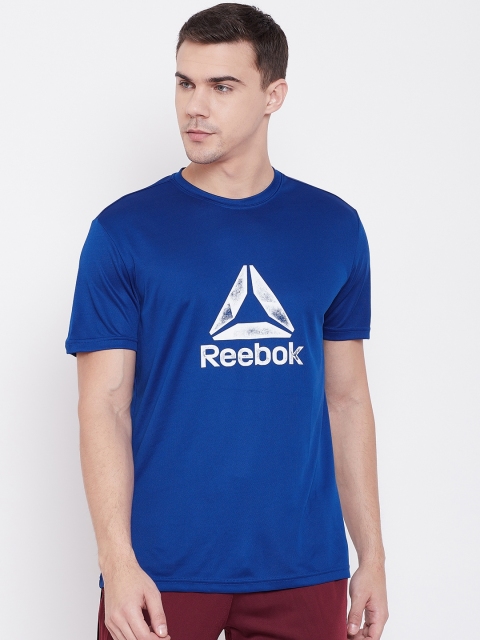 

Reebok Men Blue & Off White Graphic 2 Printed Round Neck Training T-shirt