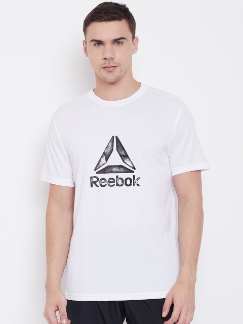 

Reebok Men White & Charcoal Grey Graphic 2 Printed Round Neck Training T-shirt