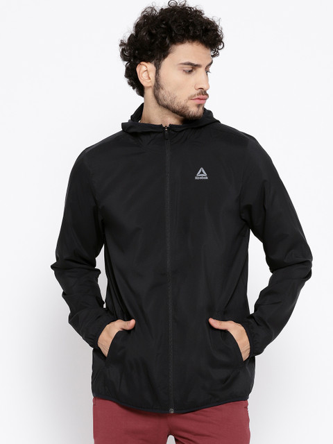 

Reebok Men Black Woven Hooded Training Jacket