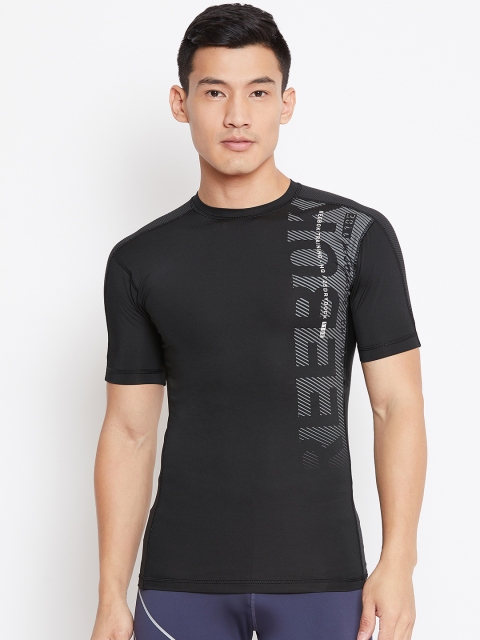 

Reebok Men Black Printed On Series Graphic Compression Training T-Shirt