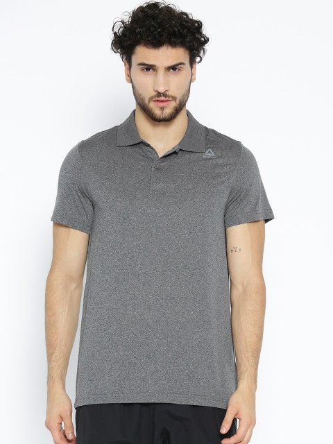 

Reebok Men Charcoal Grey Training Windsurfer Self-Design Polo T-shirt
