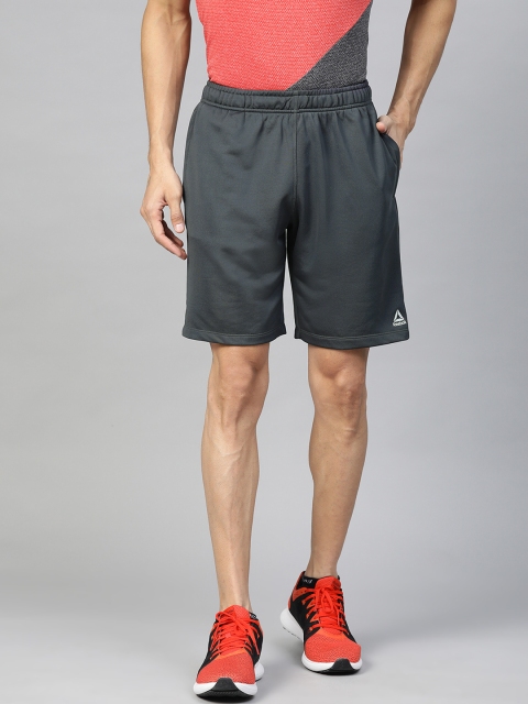 

Reebok Men Charcoal Grey Solid Regular Fit Foundation Base Training Shorts