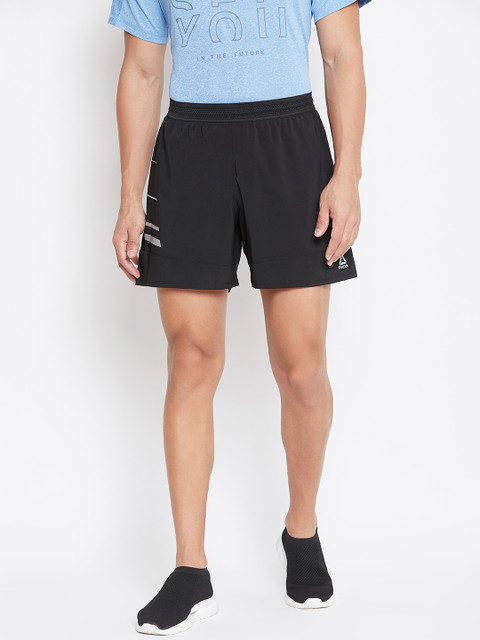 

Reebok Men Black Solid One Series Reflective Running Shorts